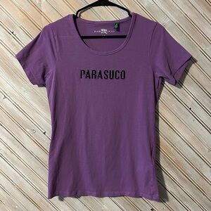 Parasuco Purple Violet Short Sleeve Scoop Neck Tee T Shirt Casual Cozy